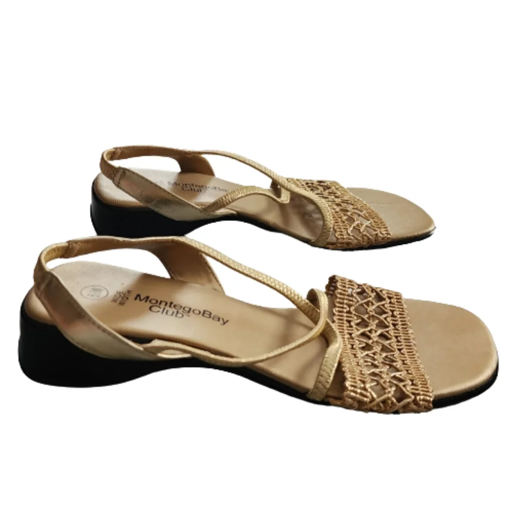 Montego Bay Club Gold Wide Width Strappy Sandals Size 6.5 Women's - Picture 6 of 9